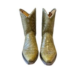 Old Gringo Tino Tino Green Gold Inlay Ankle Cowboy Western Leather Boot Size 8